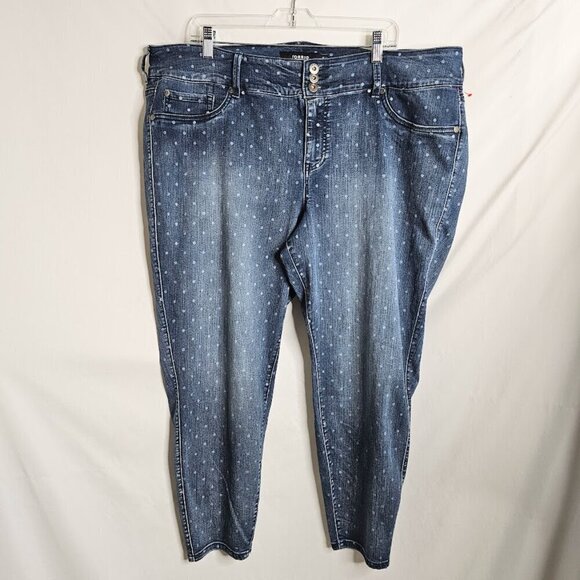 TORRID DENIM Skinny Jeans Pants MEDIUM WASH BLUE w POLKA DOTS size 24 Smoothing - Picture 3 of 10